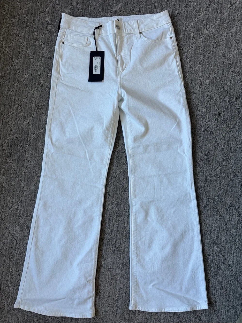PAIGE Sofia White Wide-Leg Flare Denim Jeans